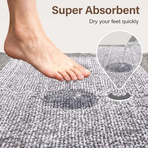 48x32 Bathroom Rugs Non Slip Washable (Light Grey / 2'8" x 4' (Rectangular))