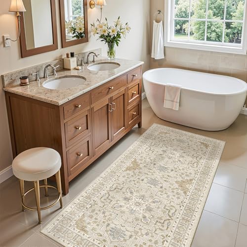 Washable Area Rug 2x4 (Beige/Blue / 2' x 4' (Rectangular))