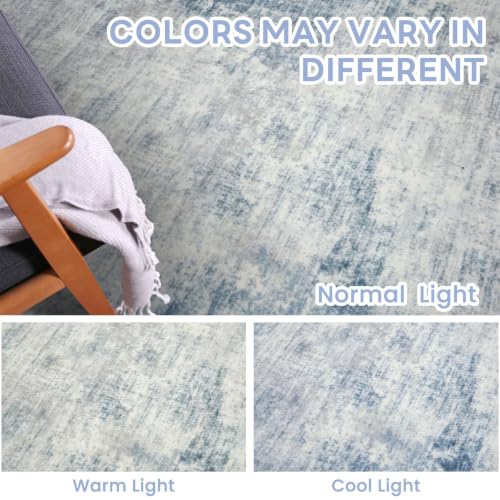 Abstract Area Rugs 9x12 Ft Washable Large Rugs for Living Room (Light Blue/Grey/White / 9' x 12' (Rectangular))