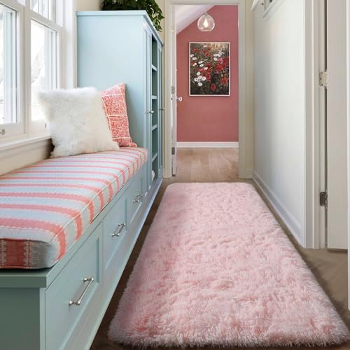 Pink Runner Rugs for Girls Bedroom Living Room (Light Pink / 2' x 6' (Runner))