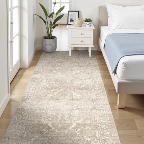 4x8 Washable Hallway Runner Rug (Natural Beige / 4x8)