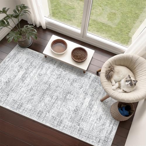 2x4 Rug Runners for Hallways Non Slip (Grey/Ivory / 2' x 4' (Runner))