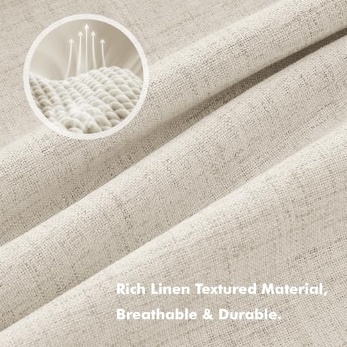 100% Blackout Linen Curtains 42 x 96 Inch Linen Beige 2 Panels (Linen Beige / 42"W x 96"L (Pack of 2))