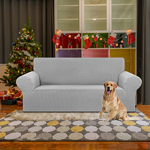 Stretch Loveseat Couch Cover (Silver / Medium)