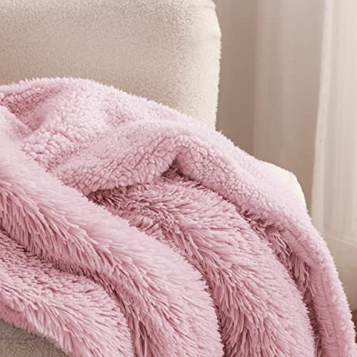 Faux Fur Fluffy Sherpa Throw Blanket Couch Twin Pink 60"x80" (04- Pink / Twin (60" X 80"))