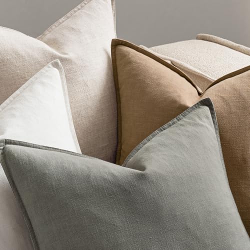 Neutral Boho Linen Decorative Pillow Covers 12x20 Inch Pack of 4 (20" x 12" (Pack of 4) / Neutral)