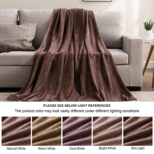 Fleece Blanket Soft Plush Twin Size Blanket Brown 60"x80" (Brown / Twin(60"x80"))
