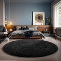 Round Rug 5Ft Black Circle Area Rug (3- Black / 5' (Round))