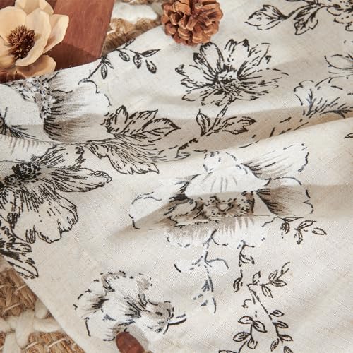 Floral Lined Linen Curtains 108 Long for Living Room 2 Panels (Lined Black / 50"W x 108"L (Pack of 2))