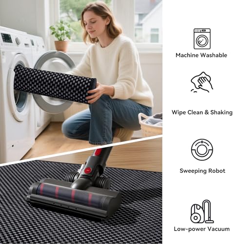 Hallway Runner Rug Woven Washable Long Kitchen Runner Black 2x5 ft (Black / 2' x 5')