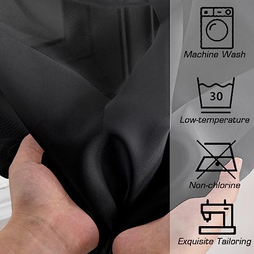 Black Short Sheer Curtains 45 Inch Length for Small Windows (Black / 42"W x 45"L (Pack of 2))