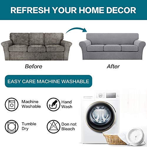 4 Piece Sofa Covers for 3 Cushion Couch Sofa Slipcover Soft Couch Cover for Dogs (Sofa (3 Cushion) / Dove)
