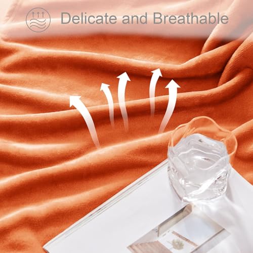 Soft Fleece Blanket King Size for Bed (Burnt Orange / King (104" x 90"))