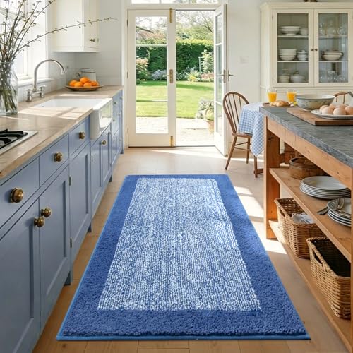 48x32 Large Bathroom Rugs Non Slip Washable (Blue / 2'8" x 4' (Rectangular))