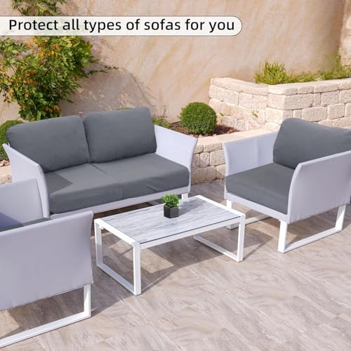 8PCS Patio Cushion Covers.Patio Furniture Couch SeatSlipcovers (Gray. / 8PCS)