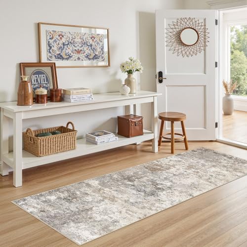 2x6 Washable Runner Rug for Hallway (Brown Grey / 2' x 6' (Runner))