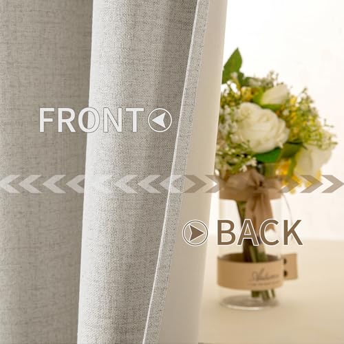 100% Blackout Linen Curtains for Bedroom 52x108 Inches Cobblestone (Cobblestone / 52"W x 108"L (Pack of 2))
