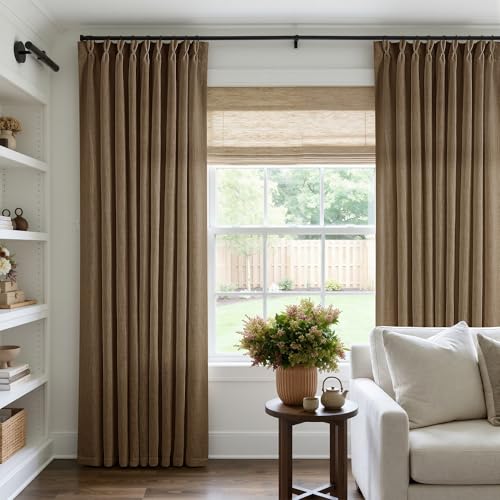 Dutch Cocoa Pinch Pleat Linen Curtains 92 Inches Long 60 Inch Wide 1 Panel (Dutch Cocoa / 60"W x 92"L (Pack of 1))