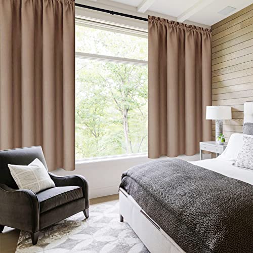 Blackout Curtains for Bedroom Living Room 38 x 45 Inch Long Khaki (Khaki / 38"W x 45"L (Pack of 2))