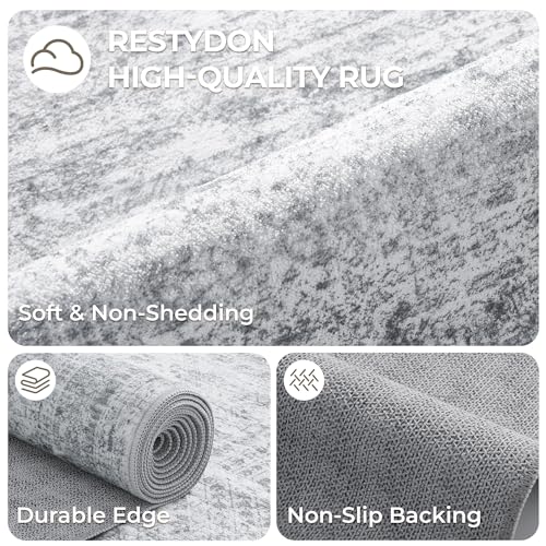 2'6 x 16' Runner Rug Non Slip (Grey/Ivory / 2'6" x 16' (Runner))