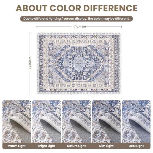 6x9 Area Rugs for Living Room (Blue/Beige / 6' x 9' (Rectangular))