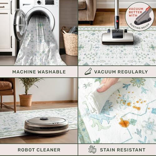 Oushak 3x10 Wide Hallway Runner Rug (3' x 10' (Runner) / Cream Green)