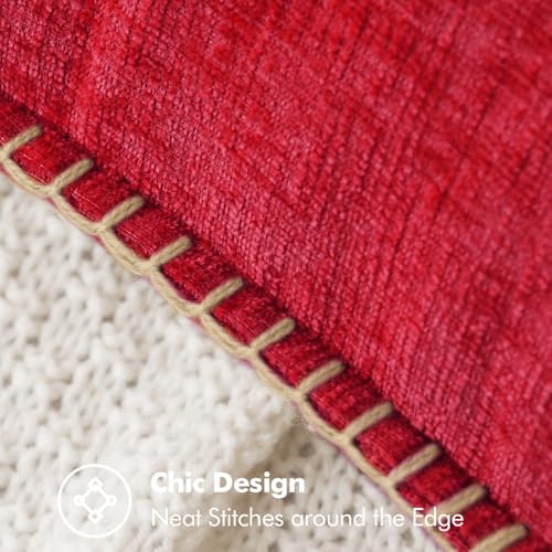 Christmas Decorative Couch Throw Pillow Covers 18x18 Inch Red 2 Pack (Red / 18" x 18" (Pack of 2))