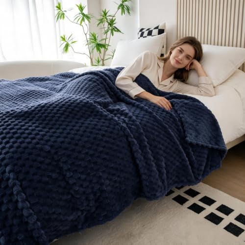 3D Fleece Twin Size Blanket for Bed (Navy Blue / Twin ( 60x80 IN ))