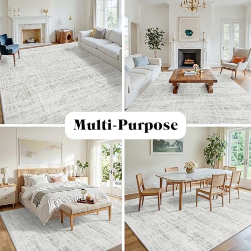 8x10 Washable Area Rug for Living Room Bedroom (White Gray / 8' x 10' (Rectangular))