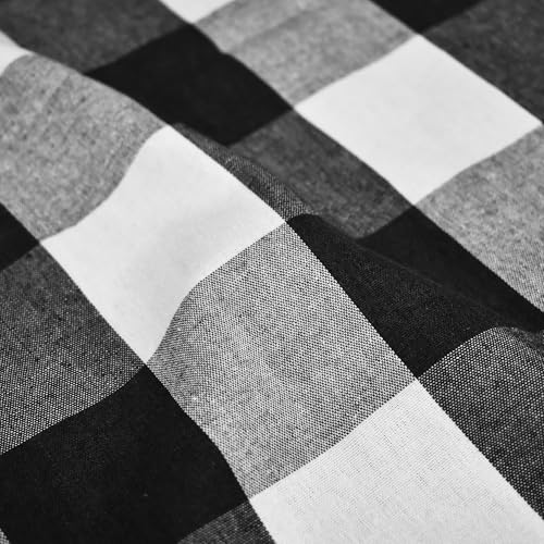 Buffalo Check Plaid Valances Gingham 2 Pack Tiers Rod Pocket Black and White Farmhouse Short Curtains For Windows Treatment Decor Small Curtains Over Sink For Kitchen (34"W x 24"L (Pack of 2) / Black and White)
