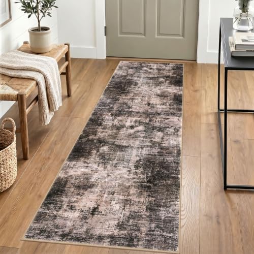 Abstract Runner Rug 2x6 Ft Washable Runners for Hallways (Brown/Rust / 2' x 6' (Rectangular))