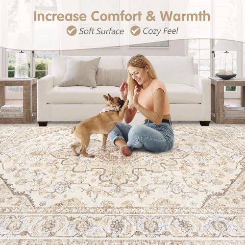 Area Rugs 6x9 Vintage Rug (Light Beige Brown / 6' X 9' (Rectangular))