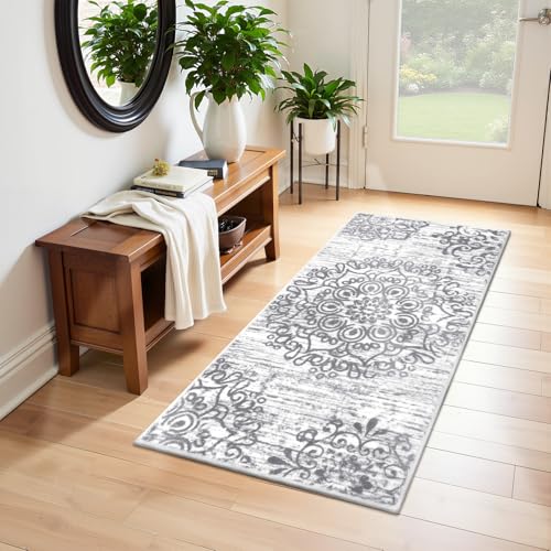 HEBE Hallway Runner Rug 2'x4' (Grey / 2' x 4' (Rectangular))