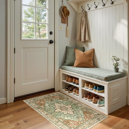 Washable Area Rug (Brick/Brown/Green / 2' x 4' (Rectangular))