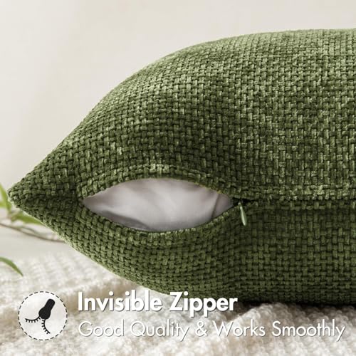 Decorative Couch Throw Pillow Covers 20x20 Inch Olive 2 Pack (20" x 20" (Pack of 2) / Olive)