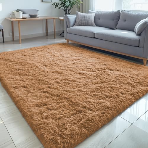 5x8 Machine Washable Large Area Rugs for Living Room (5x8 Ft / Khaki)