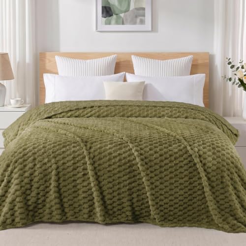 3D Fleece Queen Size Blanket for Bed (Olive Green / Queen ( 90x90 IN ))