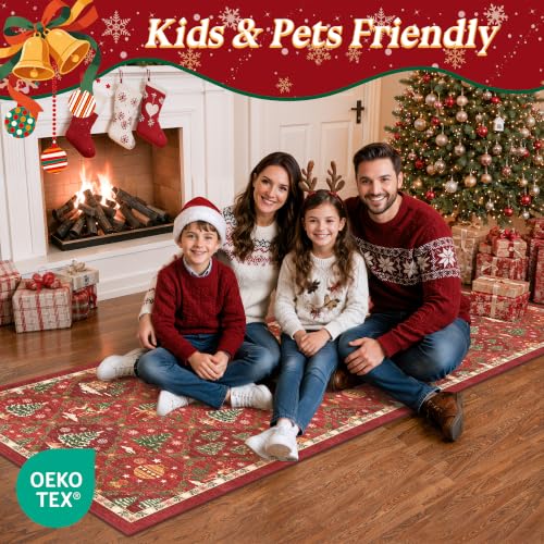 Christmas 3x10 Runner Rugs for Hallway (Christmas Red / 3' x 10' (Runner))