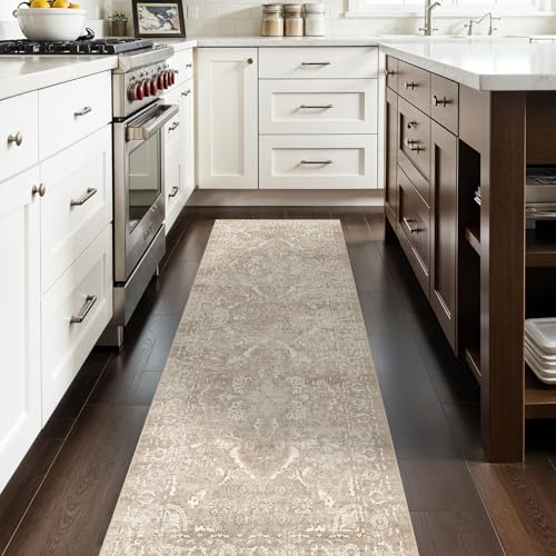 2'6"x8 Washable Runner Rug (Natural Beige / 2'6" x 8' (Runner))