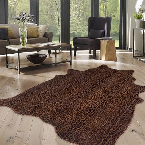 Faux Antelope Cheetah Print Rug (Dark Brown / 5'2" x 7' (Rectangular))