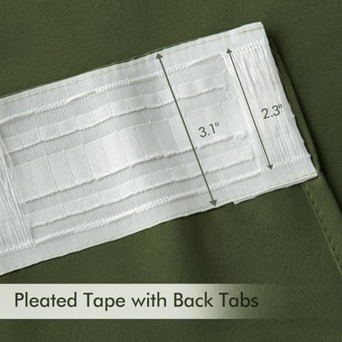 Olive Green Back Tab Blackout Curtains 52x96 Inch Long 2 Panels Set (Olive Green / 52"W x 96"L (Pack of 2))