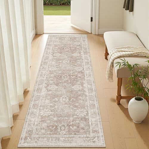Washable Runner Rug 2x6 (Brown/Sand / 2' x 6' (Runner))