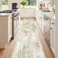Washable Runner 2'x8' Abstract Area Rug for Hallway Neutral Brown (Gray/Neutral Brown / 2' x 8' (Runner))