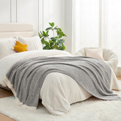 Grey Throw Super Soft Warm Oversized Fuzzy Plush Blanket (Heather Dark Grey / Throw-XL (50"x70"))