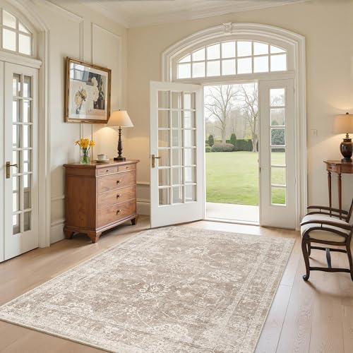 Washable Area Rug 4x6 for Living Room (Brown/Sand / 4' x 6' (Rectangular))