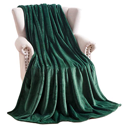 Large Flannel Fleece Throw Blanket (Two Pack 50"x70" / Darkgreen)