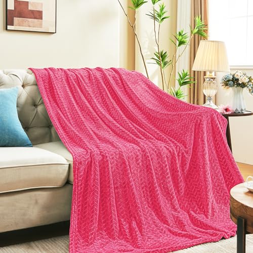 Hot Pink Fleece Throw Blanket for Women (Hot Pink / Throw/Travel-50x60 IN)