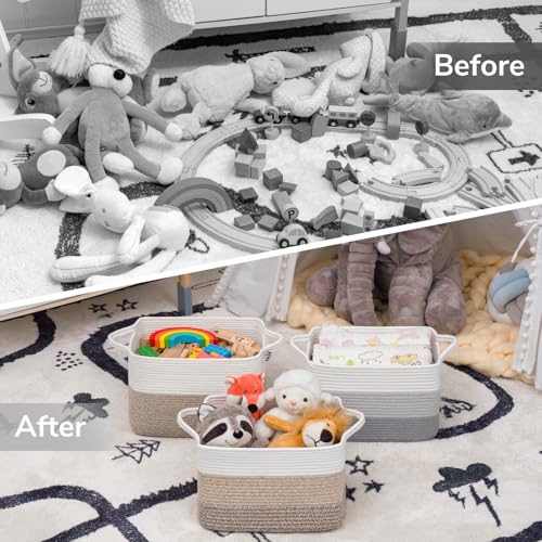 Woven Storage Basket for Shelves (Gradient Grey / 13"L x 10"W x 9"H)