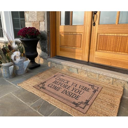 Front Door Door Mat Indoor Outdoor Entrance Doormat Rubber Welcome Door Mat (1'6" x 2'4" (Rectangular) / Come Inside-brown)