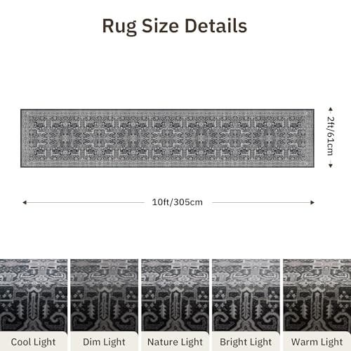 Hallway Washable Runner Rug 2x10 (Black / 2' x 10' (Runner))